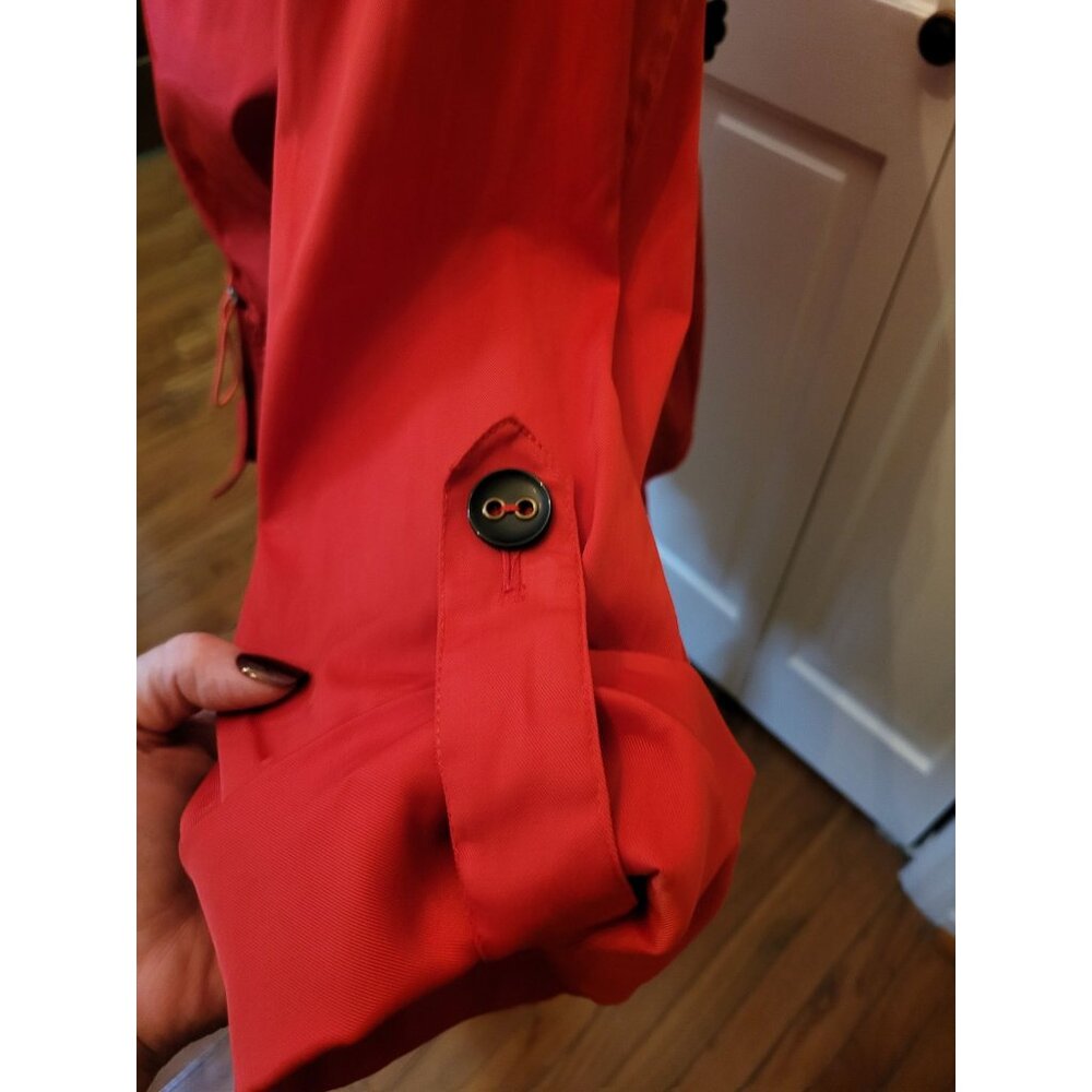 Ruby Rd Bright Coral Anorak Jacket 22 Drawstring Spring Lightweight Preppy - Picture 6 of 13